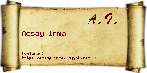 Acsay Irma névjegykártya